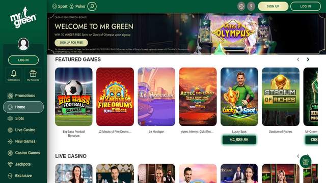 Mr Green casino screenshot
